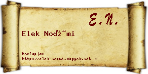 Elek Noémi névjegykártya